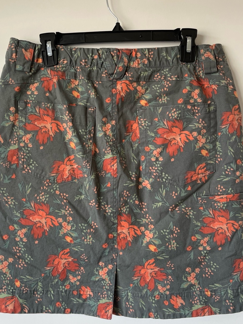 Duluth Floral A-Line Skirt in Slate Gray and Coral - Picture 4 of 5